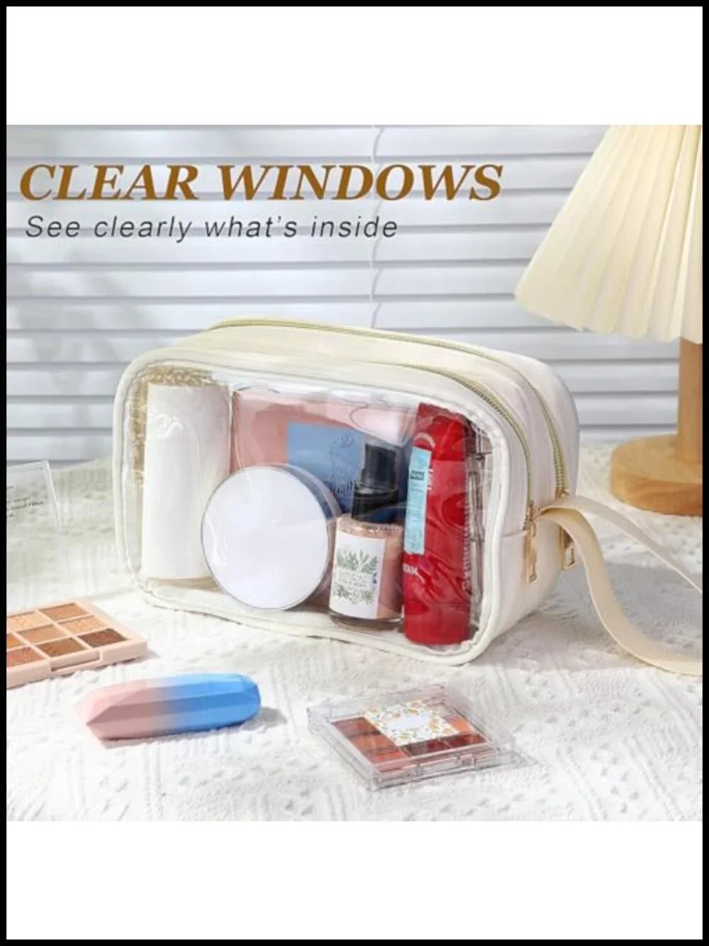 Clear Makeup Bag Double Layer Sided Cosmetic Bag Waterproof Travel Toiletry